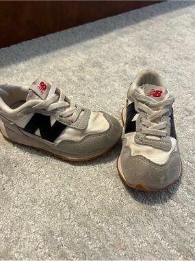 New Balance Kids White, Gray & Black Suede-Trim Sneakers